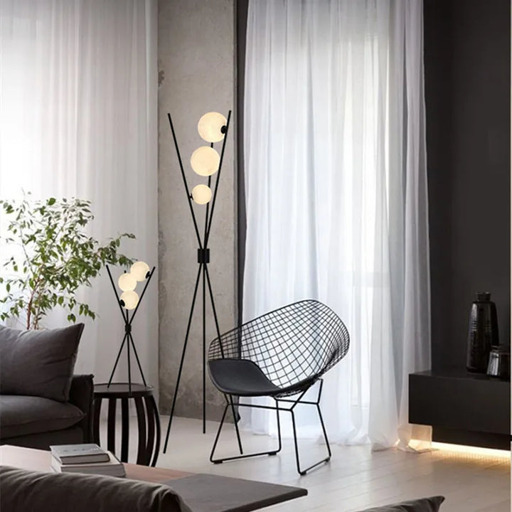 Modern 3D Moon Floor Lamp with Tripod Stand and LED Lighting-Orizon Depot
