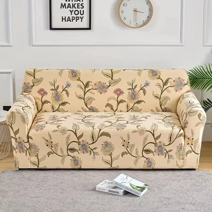 Elastic Flower Printed Sofa Cover - Spandex Furniture Protector for Home
