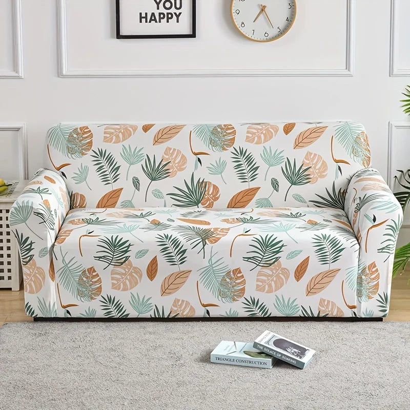 Elastic Flower Printed Sofa Cover - Spandex Furniture Protector for Home