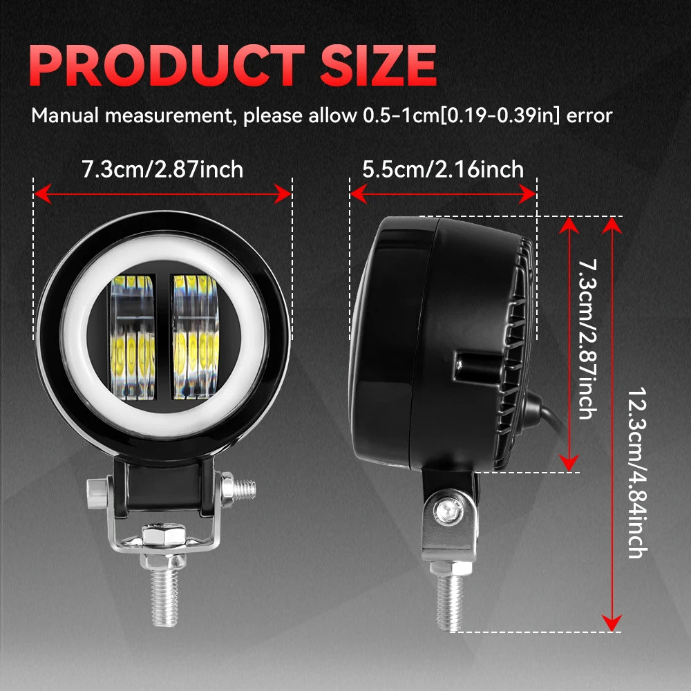 20W 3-Inch Motorcycle LED Angel Eye Work Fog Light Bar for Offroad Use