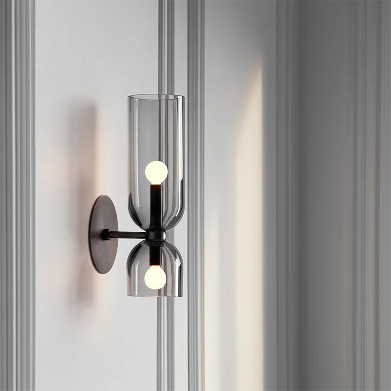 Smoked Tube Design Nordic Glass Wall Light Fixture