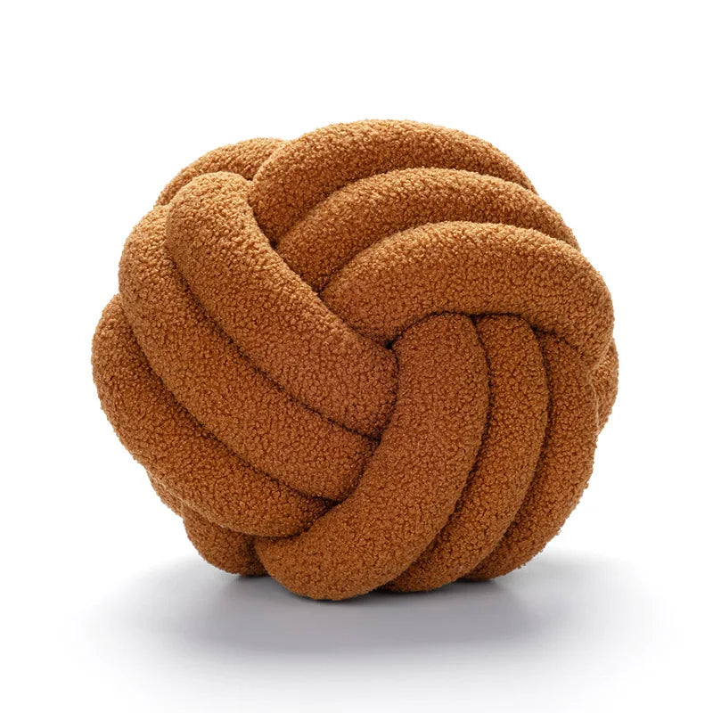 Cozy Hand-Knotted Sheepskin Throw Pillow with Ball Design-Orizon Depot