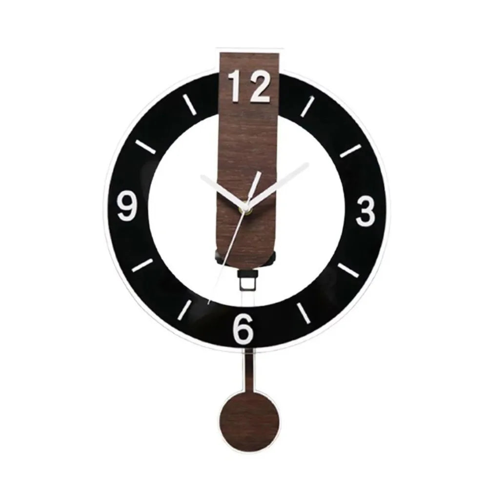 Minimalist Pendulum Wall Clock | Modern Acrylic and Wood Style