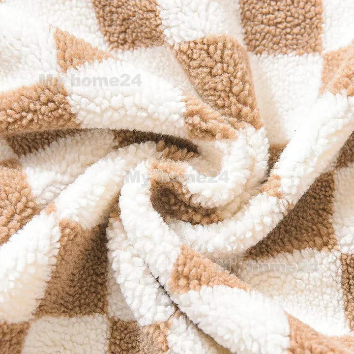 Checkerboard Faux Fur Pillowcase for Cozy Home Decor-Orizon Depot