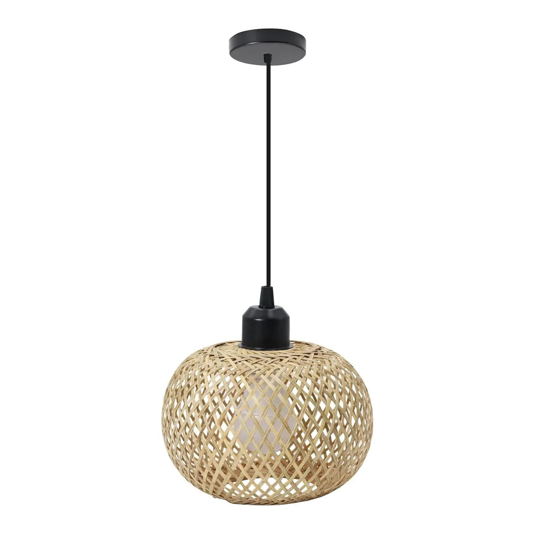 Handwoven Rattan LED Ceiling Lamp | Eco-Friendly Bamboo Design