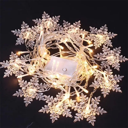 Christmas's + 3.2M Waterproof LED Snowflake String Lights for Holiday