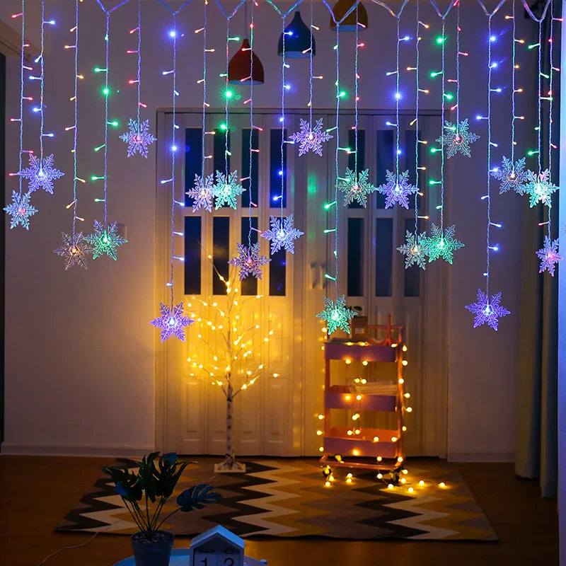 Christmas's + 3.2M Waterproof LED Snowflake String Lights for Holiday
