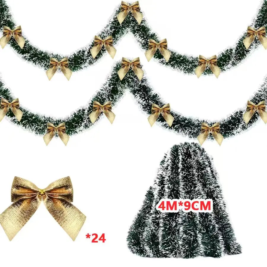 Christmas's 2/4/6/10M Green Tinsel Ribbons with Bow for Holiday Decor