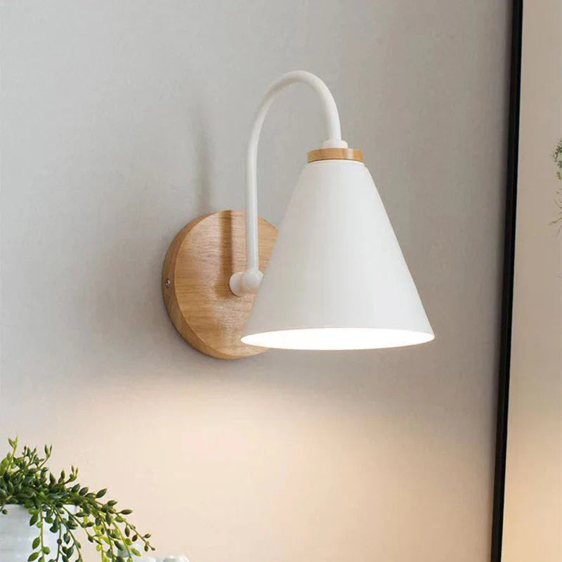 Scandinavian Wood and Iron Wall Light Fixture