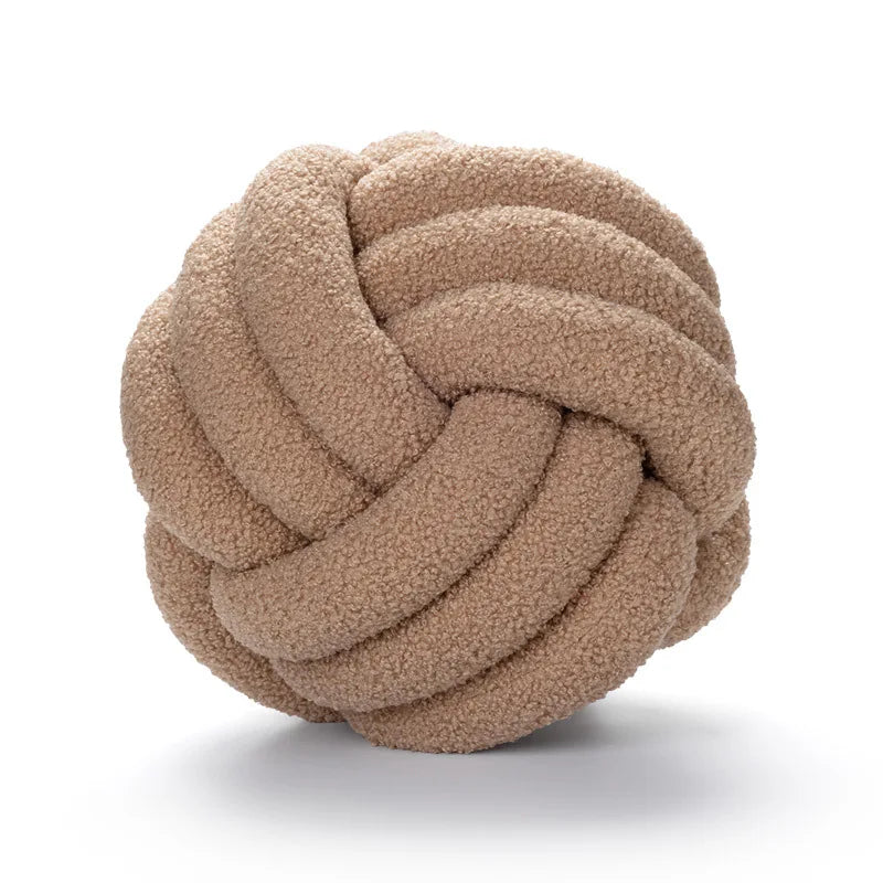 Cozy Hand-Knotted Sheepskin Throw Pillow with Ball Design-Orizon Depot