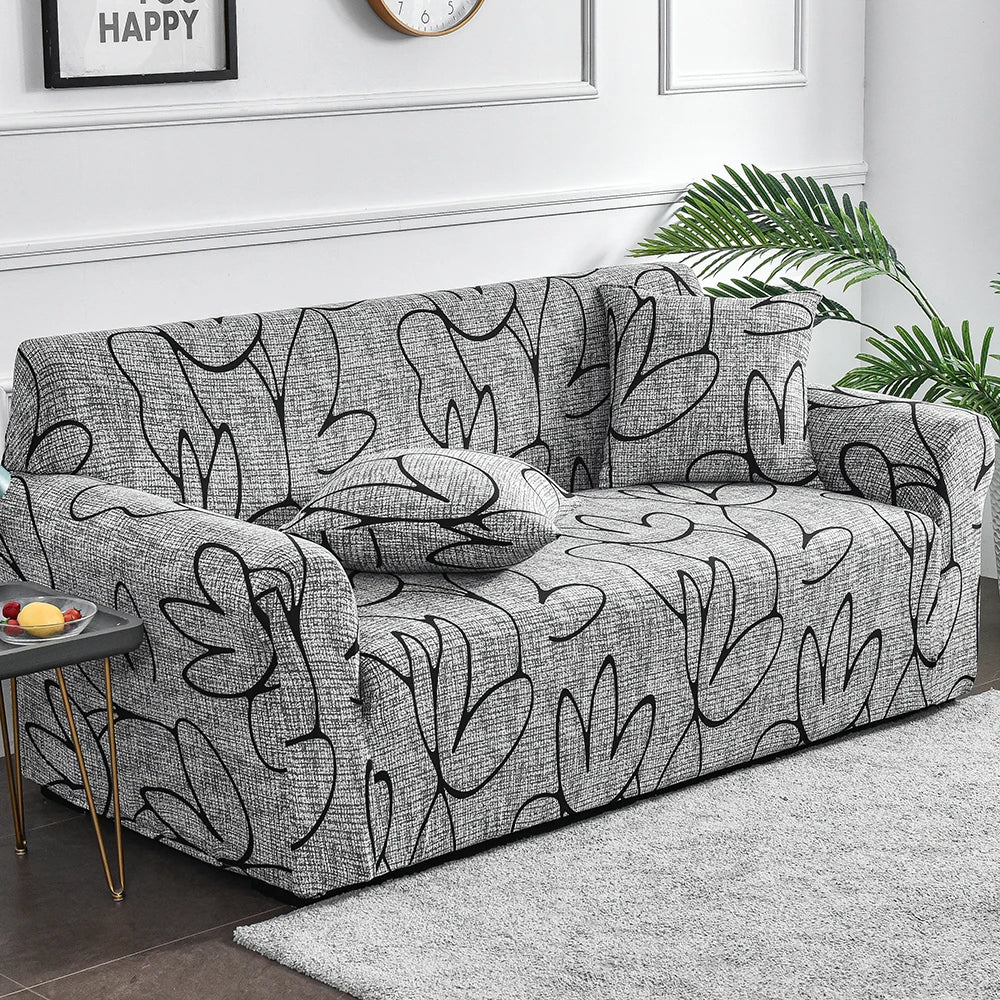 Elastic Flower Printed Sofa Cover - Spandex Furniture Protector for Home