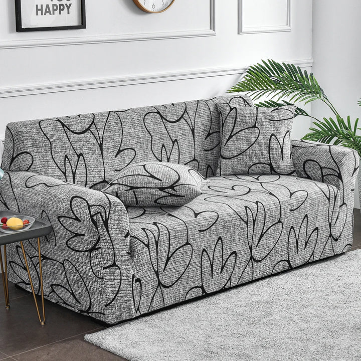 Elastic Flower Printed Sofa Cover - Spandex Furniture Protector for Home