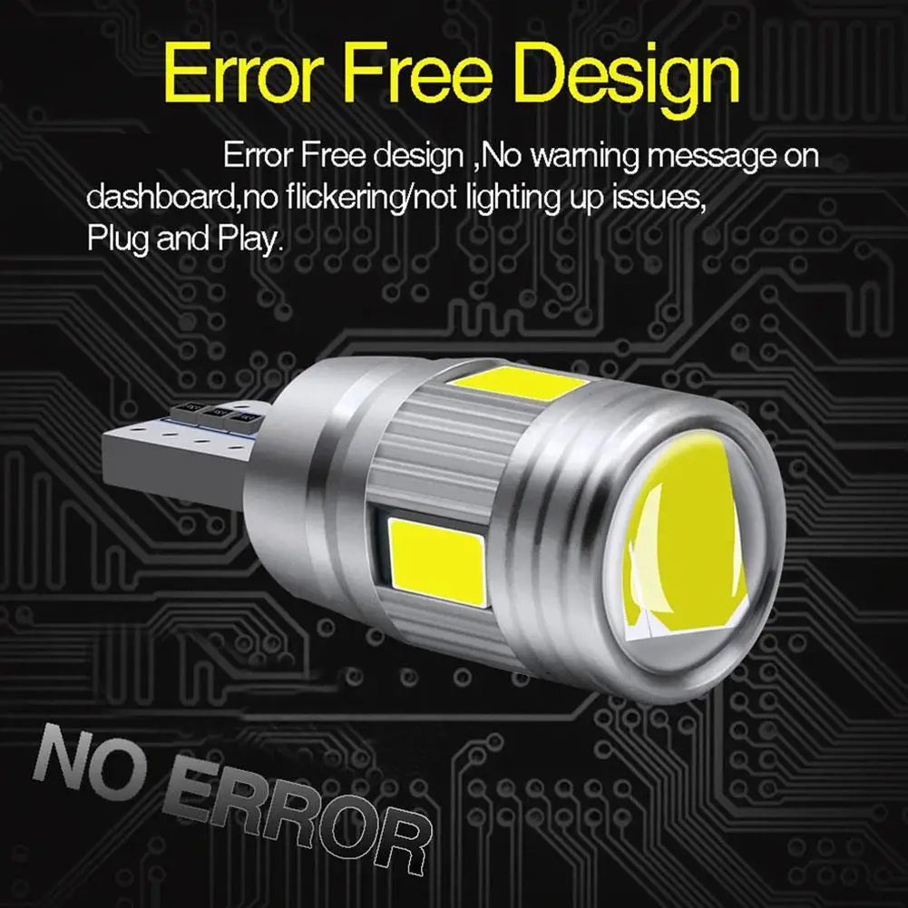 2x T10 LED Bulb W5W 194 Signal Light 12V 6000K Auto Lamps