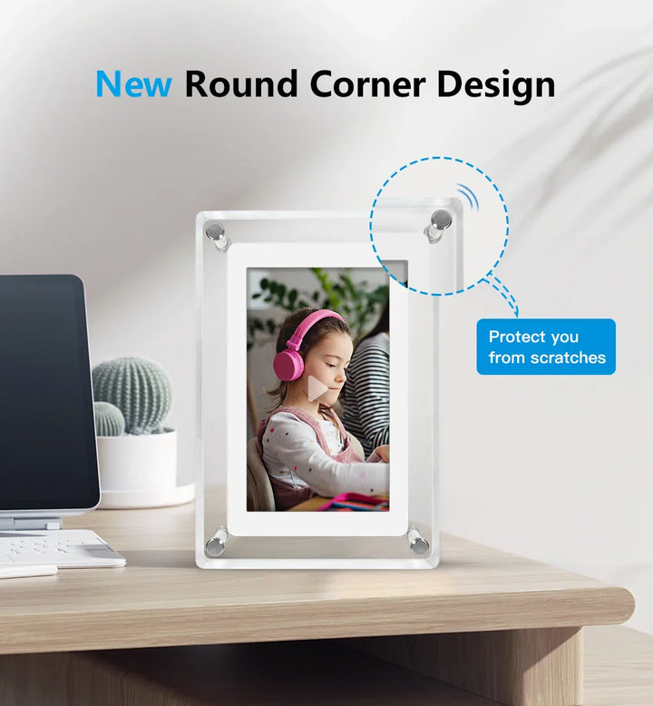 Portable Acrylic Digital Photo Frame with IPS Display and Battery