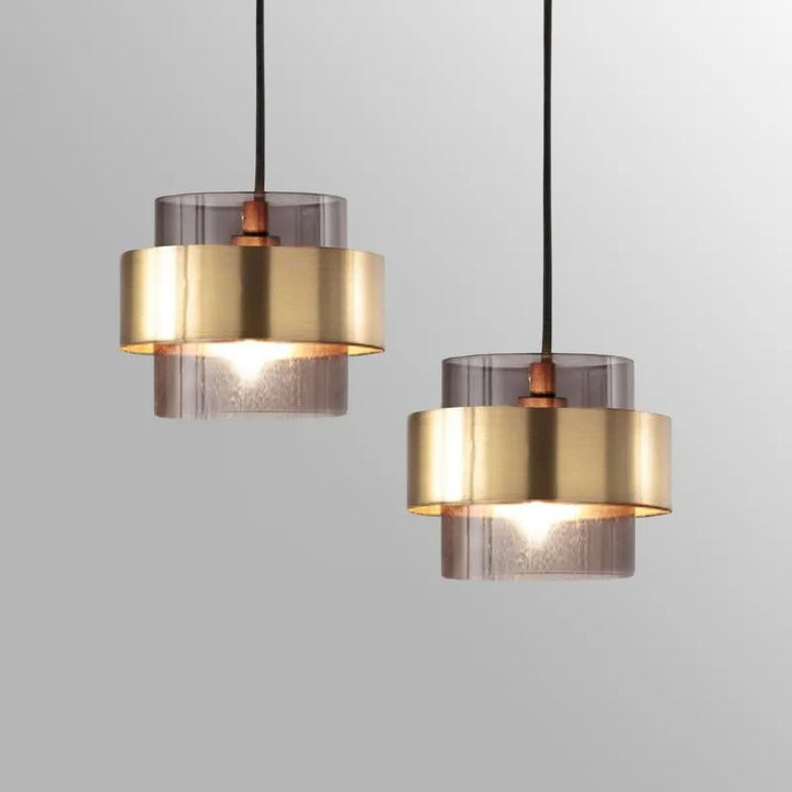 Modern Brass Cylinder Pendant Light | Nordic Glass Design