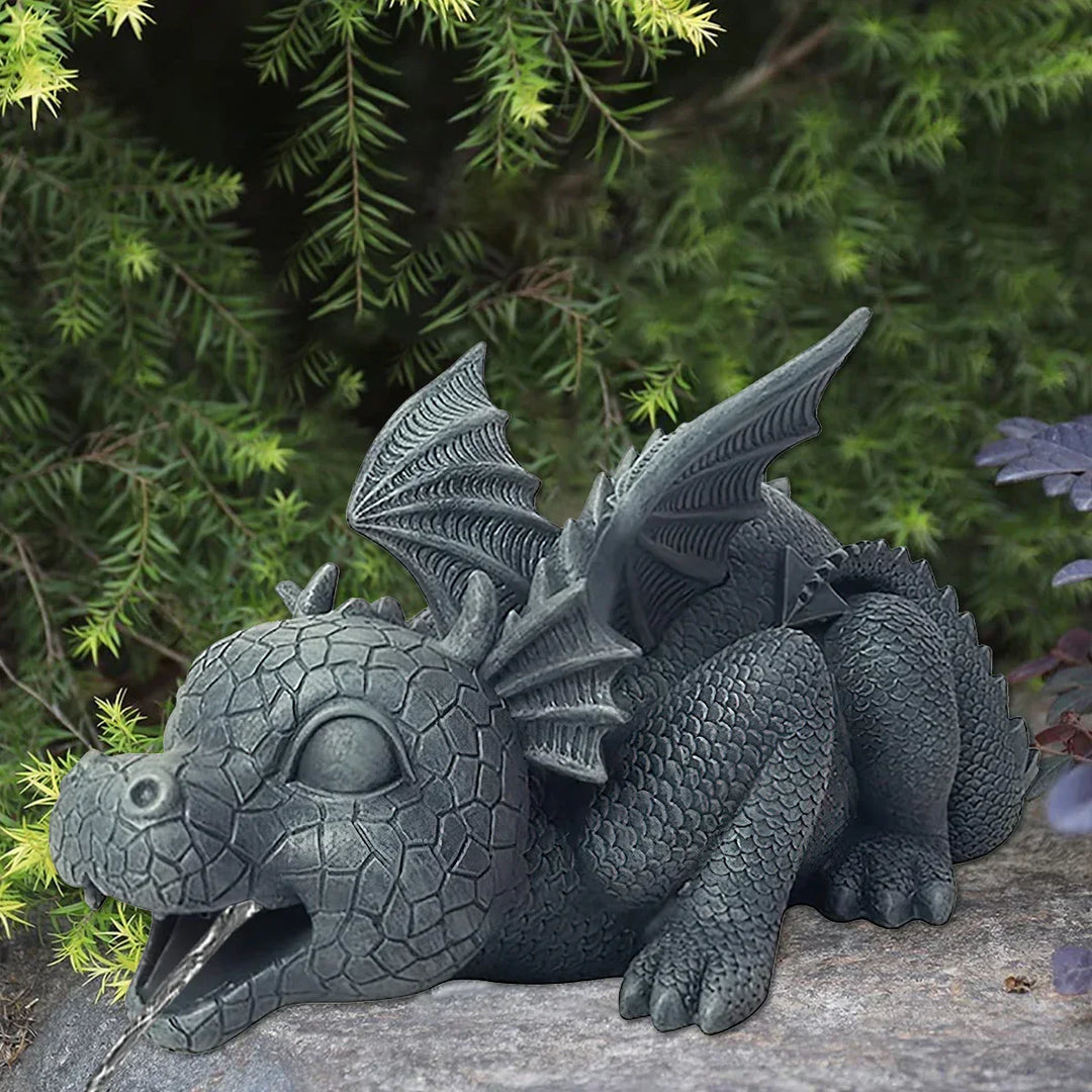 Water Spraying Dragon Statue - Weatherproof Resin Garden Decor-Orizon Depot