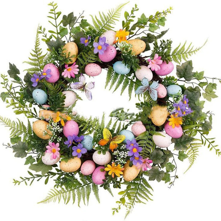 Easter Egg Wreath with Bow Ribbon Garland for Home Decor 2023-Orizon Depot