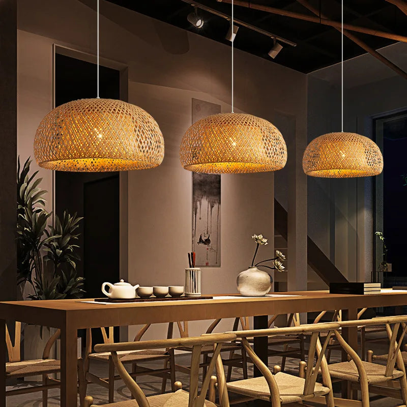 Handwoven Bamboo Pendant Lamp | Natural Rattan Light Fixture