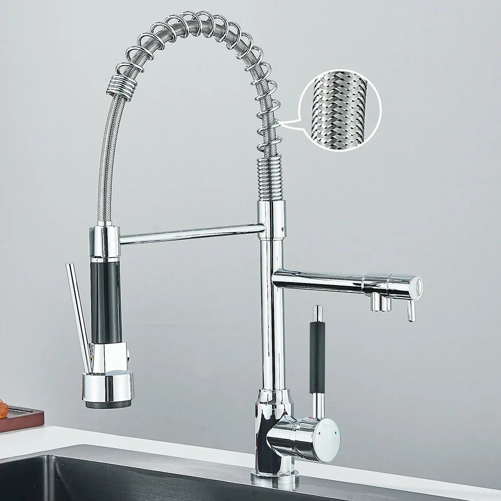 Dual Outlet Kitchen Faucet – SpringFlow Design for Versatile Use-Orizon Depot