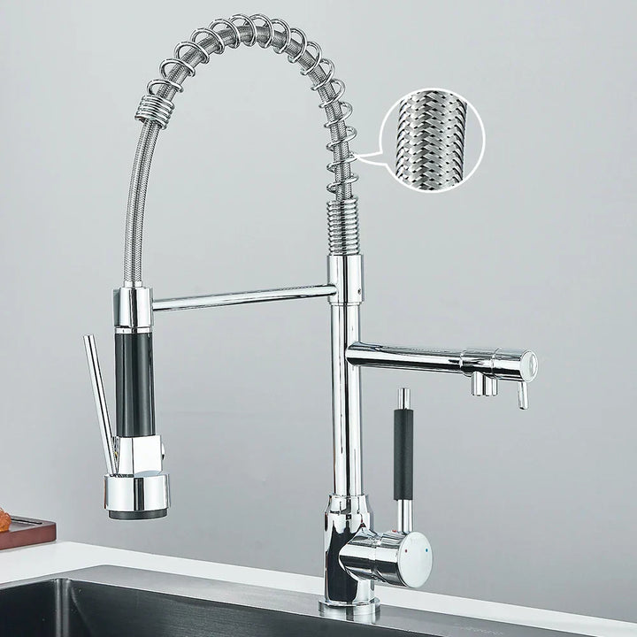 Dual Outlet Kitchen Faucet – SpringFlow Design for Versatile Use-Orizon Depot
