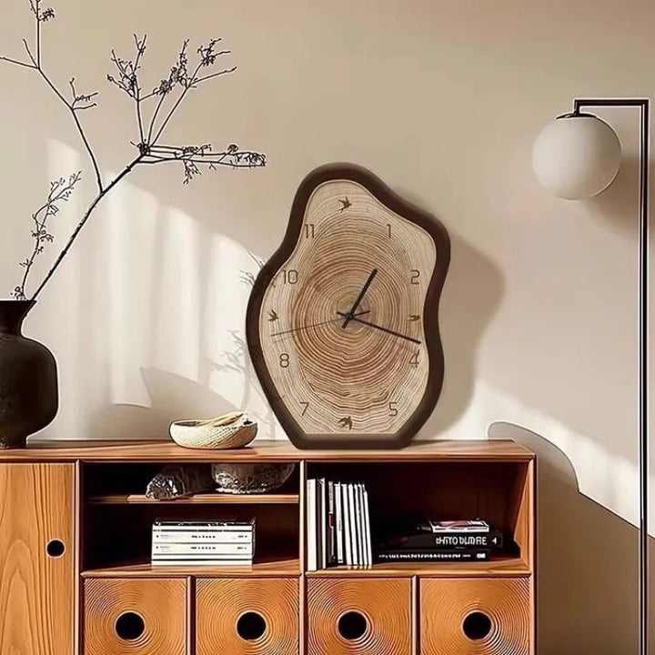 Rustic Annual Ring Clock | Natural Wood Design for Home Decor