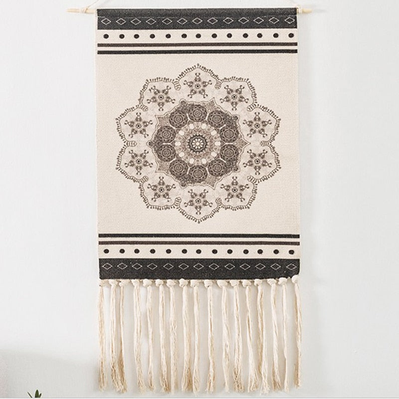 Bohemian Macrame Wall Tapestry, Handcrafted Cotton Linen Decor-Orizon Depot