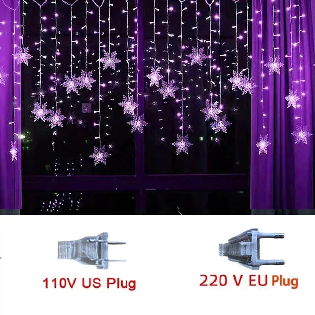 Christmas's + 3.2M Waterproof LED Snowflake String Lights for Holiday