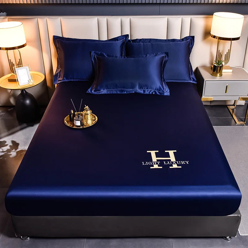 Solid Color Silk Bed Sheet for Luxurious Sleep Experience-Orizon Depot