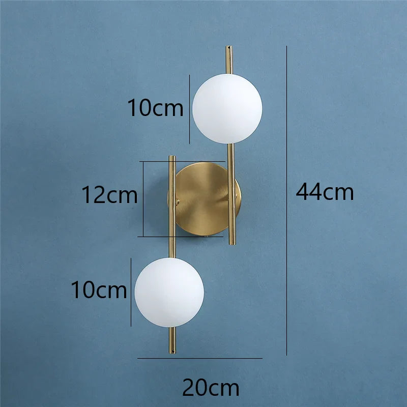 Modern Dual Globe Wall Light in Gold Finish