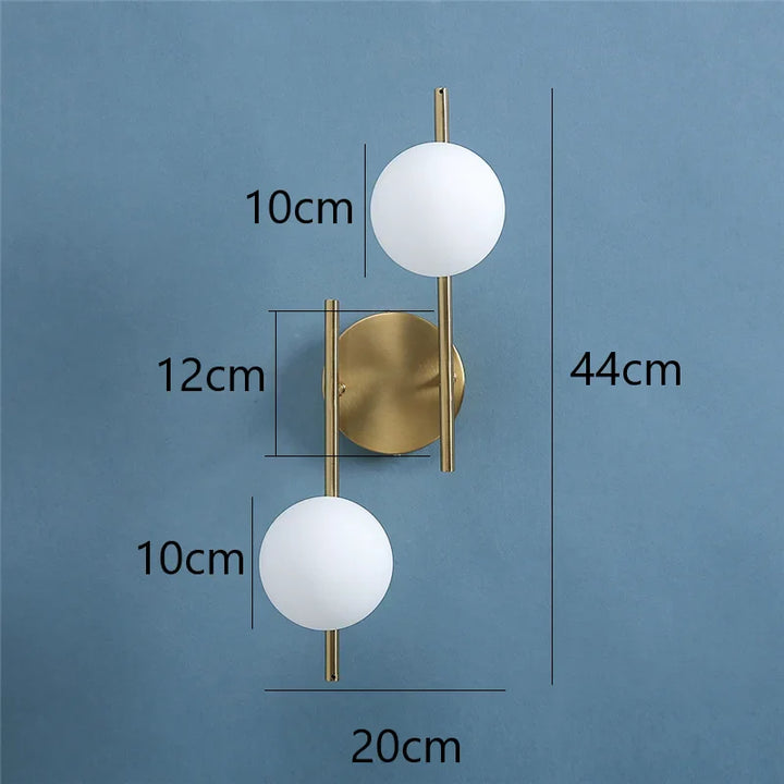 Modern Dual Globe Wall Light in Gold Finish
