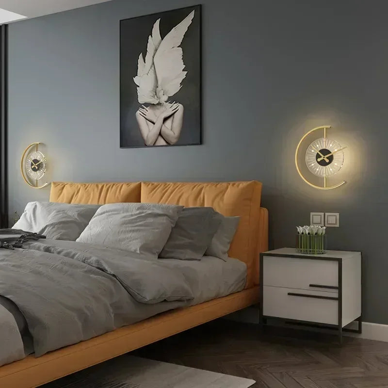 Post-Modern LED Wall Lamp Clock for Stylish Home Decor