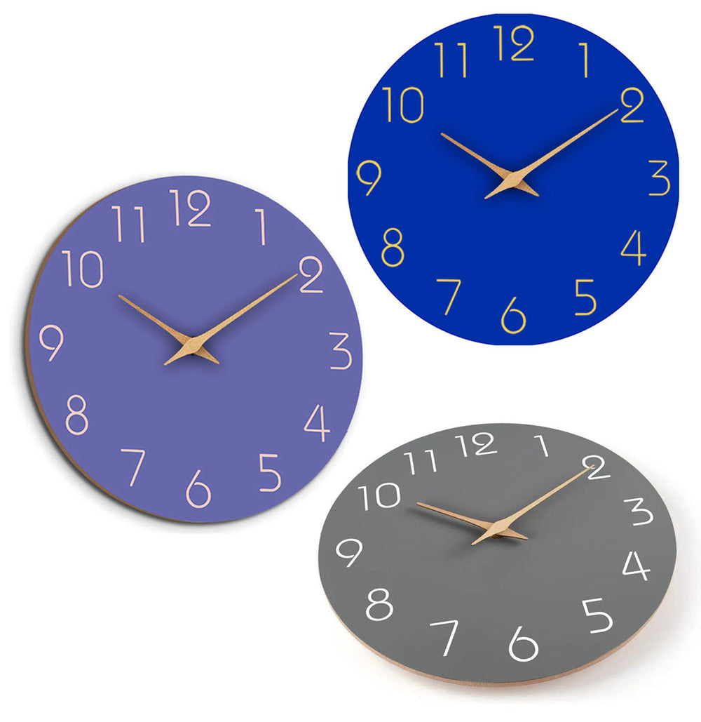 Simple Colored Silent Wall Clock - 12 Inch Decorative Timepiece-Orizon Depot