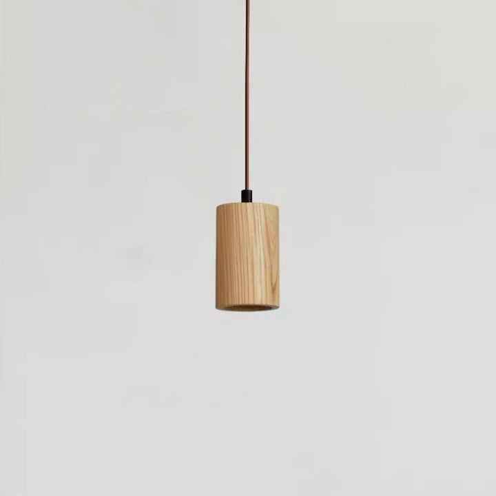 Simple Wooden Cylindrical 1-Light Small Hanging Lamp-Orizon Depot