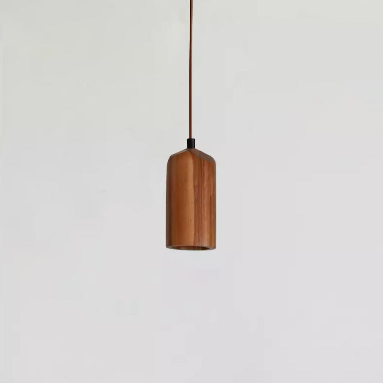 Simple Wooden Cylindrical 1-Light Small Hanging Lamp-Orizon Depot