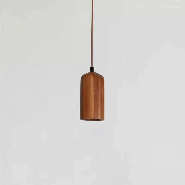Simple Wooden Cylindrical 1-Light Small Hanging Lamp-Orizon Depot