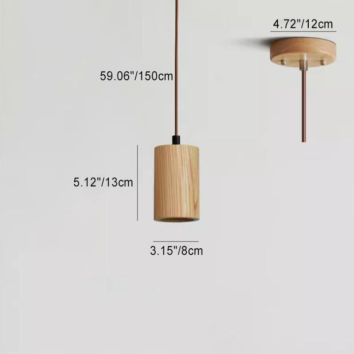 Simple Wooden Cylindrical 1-Light Small Hanging Lamp-Orizon Depot