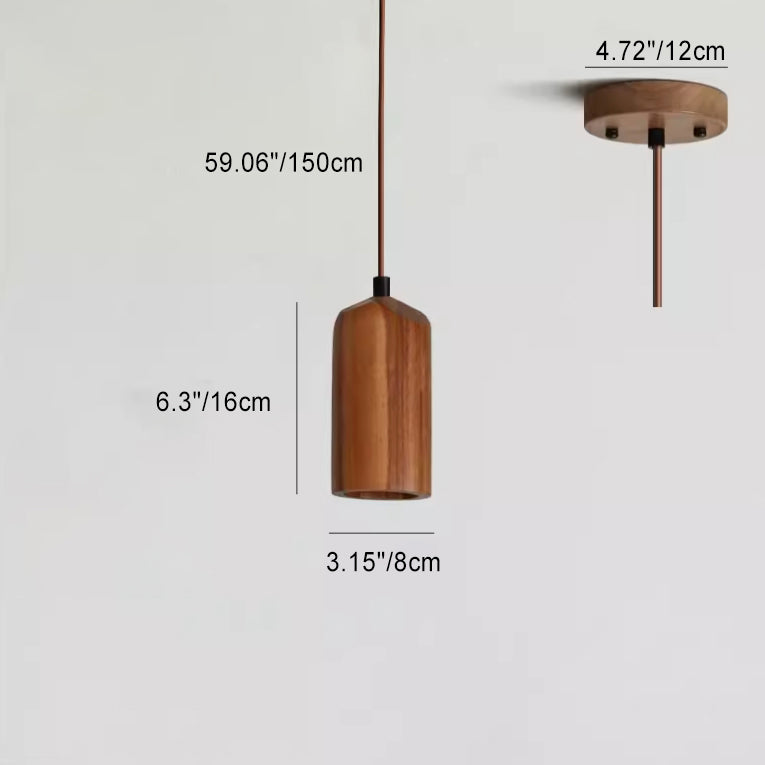 Simple Wooden Cylindrical 1-Light Small Hanging Lamp-Orizon Depot