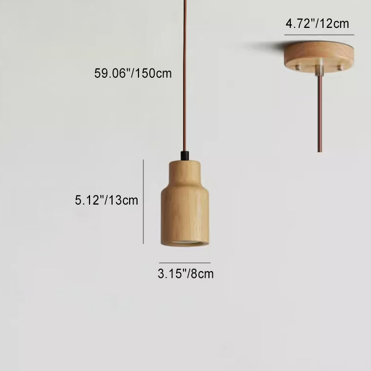 Simple Wooden Cylindrical 1-Light Small Hanging Lamp-Orizon Depot