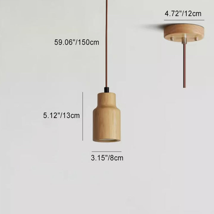 Simple Wooden Cylindrical 1-Light Small Hanging Lamp-Orizon Depot