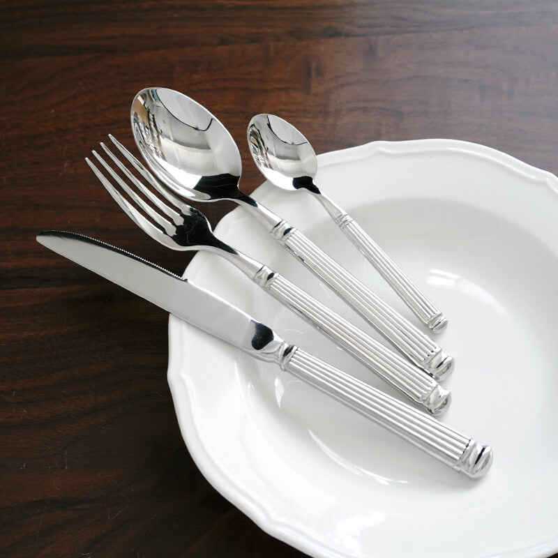 Simple Striped 4-Piece Cutlery Set for Dining and Entertaining-Orizon Depot