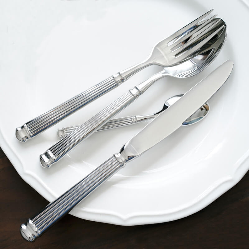Simple Striped 4-Piece Cutlery Set for Dining and Entertaining-Orizon Depot