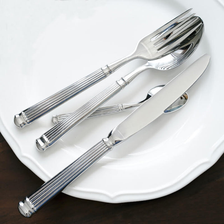 Simple Striped 4-Piece Cutlery Set for Dining and Entertaining-Orizon Depot
