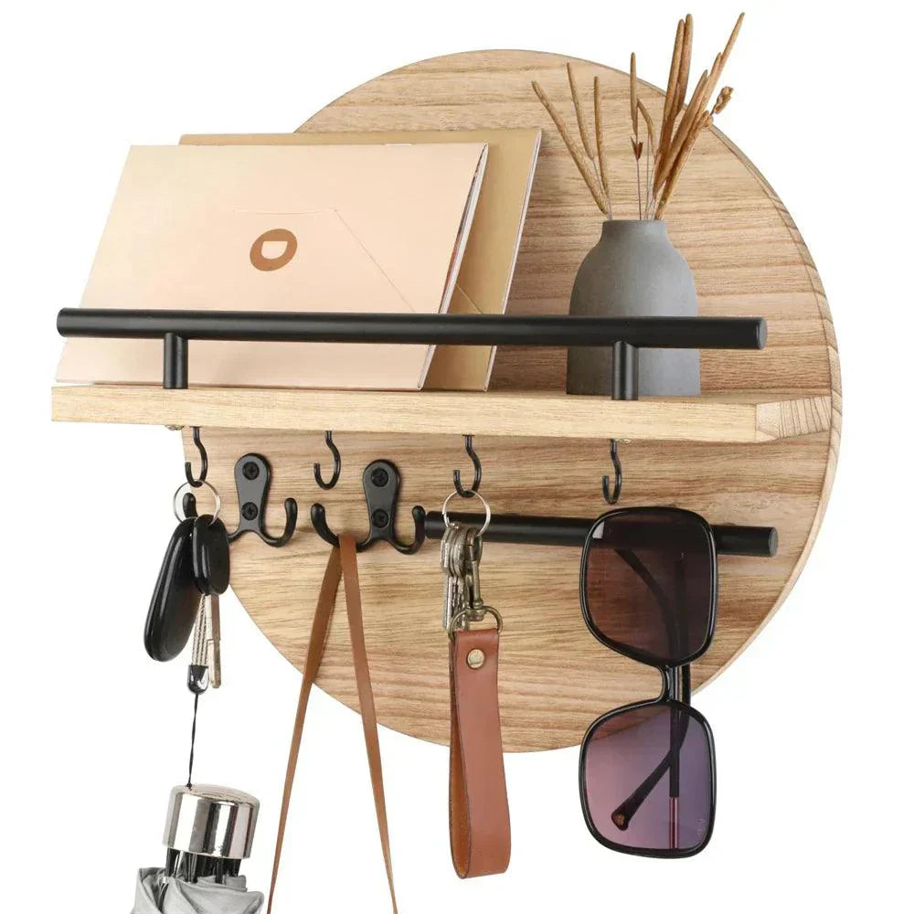 Eco-Friendly Round Wooden Key Holder | Chic Wall Organizer-Orizon Depot