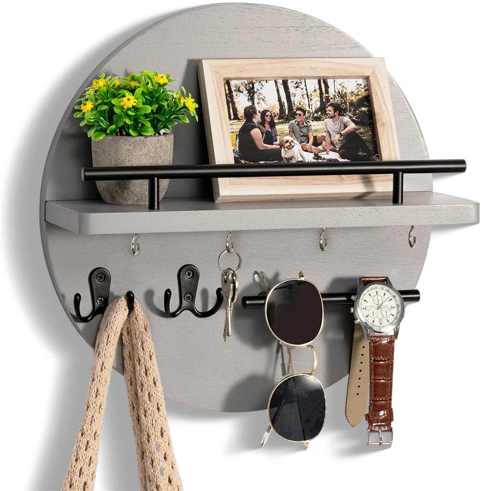 Eco-Friendly Round Wooden Key Holder | Chic Wall Organizer-Orizon Depot