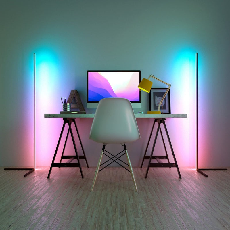 Smart LED Color-Changing Corner Floor Lamp with Remote Control-Orizon Depot