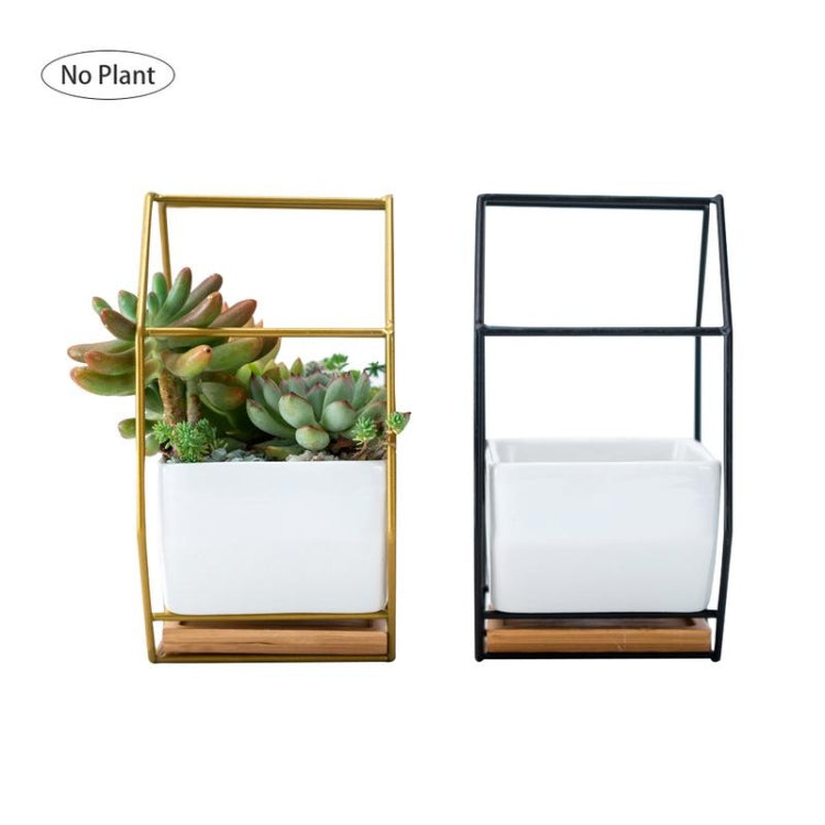 Octagonal Geometric Wall Hanging Table for Succulents - Black-Orizon Depot