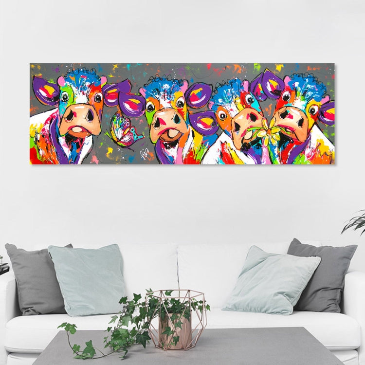 Colorful Cows Canvas Wall Art - HD Print Frameless Decor, 40x120cm-Orizon Depot