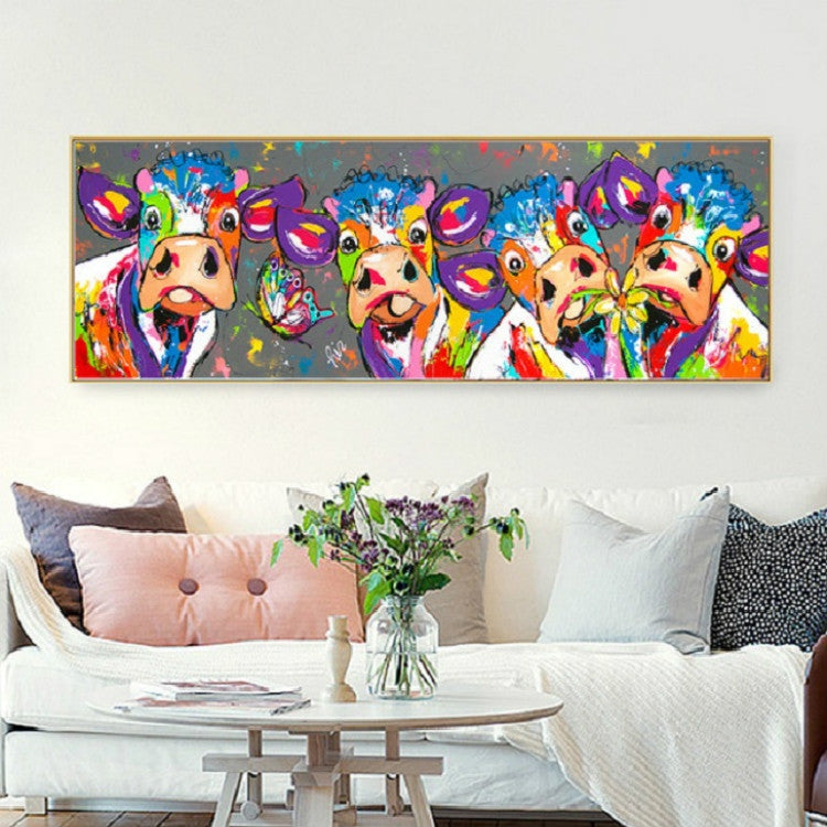 Colorful Cows Canvas Wall Art - HD Print Frameless Decor, 40x120cm-Orizon Depot