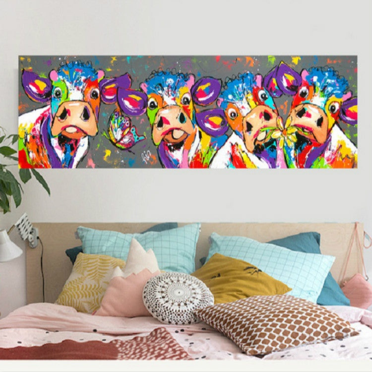 Colorful Cows Canvas Wall Art - HD Print Frameless Decor, 40x120cm-Orizon Depot