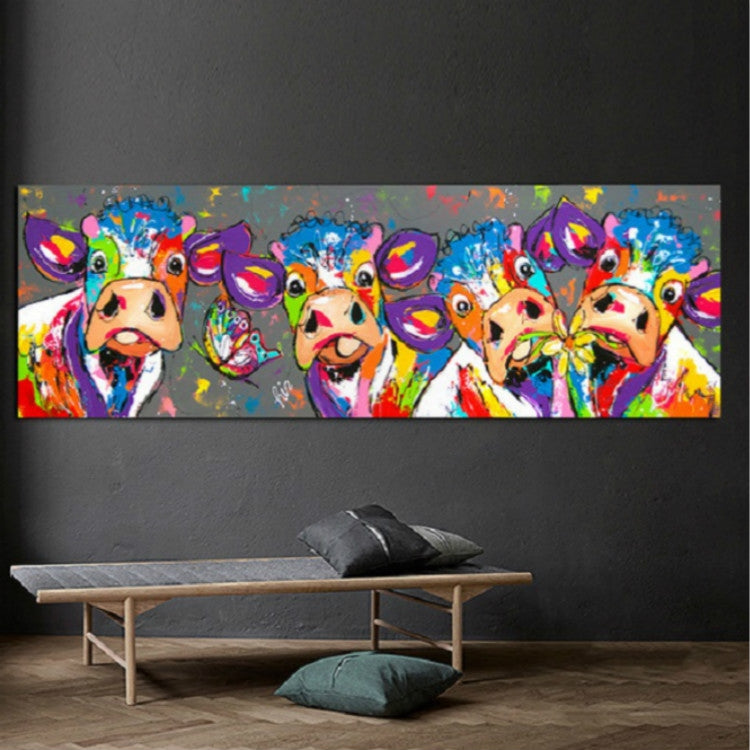 Colorful Cows Canvas Wall Art - HD Print Frameless Decor, 40x120cm-Orizon Depot
